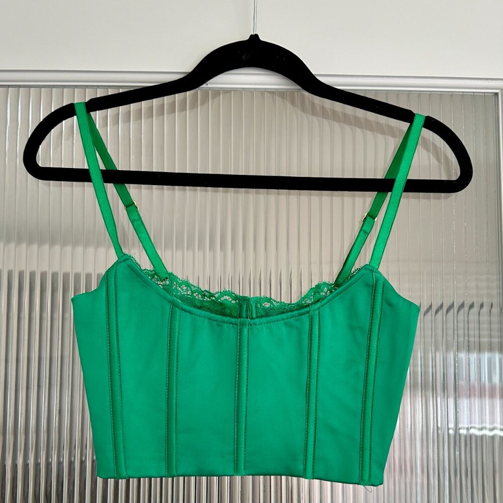 🍀 MESHKI Lake Lace Bustier Corset Cami Top Green XS - Picture 5 of 10
